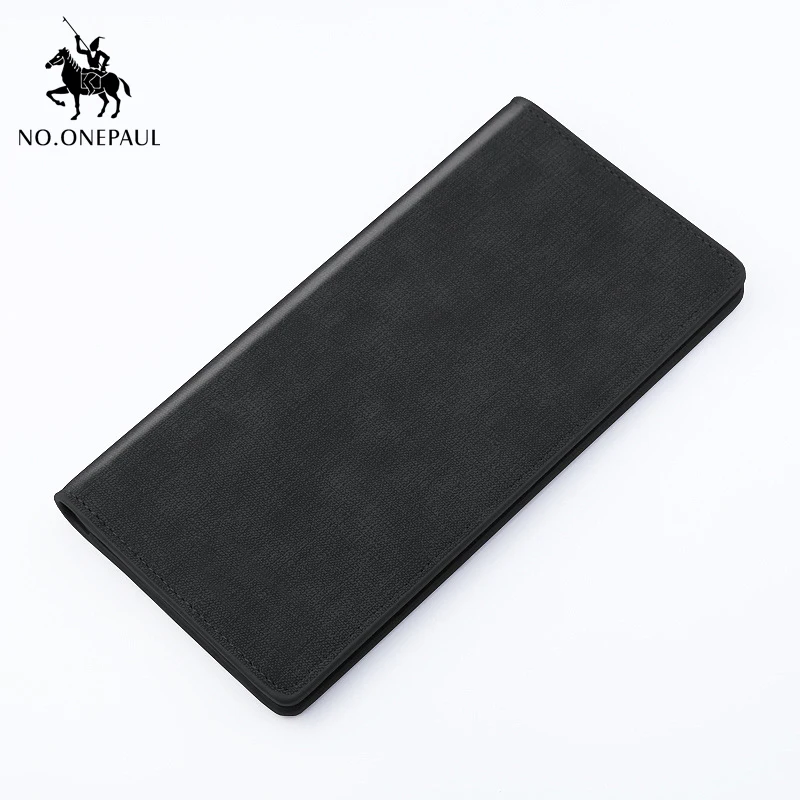 

NO.ONEPAUL Men's wallet ultra-thin wallet long canvas pattern suit bag men's personality soft wallet tide brand men wallet