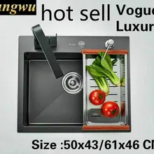 Домашняя кухонная ручная раковина одинарная мойка для мытья овощей стандарт 304 нержавеющая сталь 500x430/610x460 мм