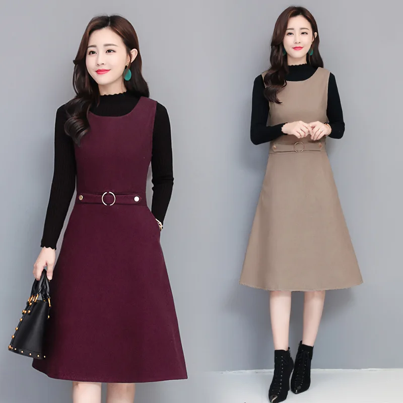 

Early Autumn Suspender Skirt Two-Piece Set Mid-length 2019 Autumn & Winter New Style Korean-style Vest Waistcoat Base Full Body