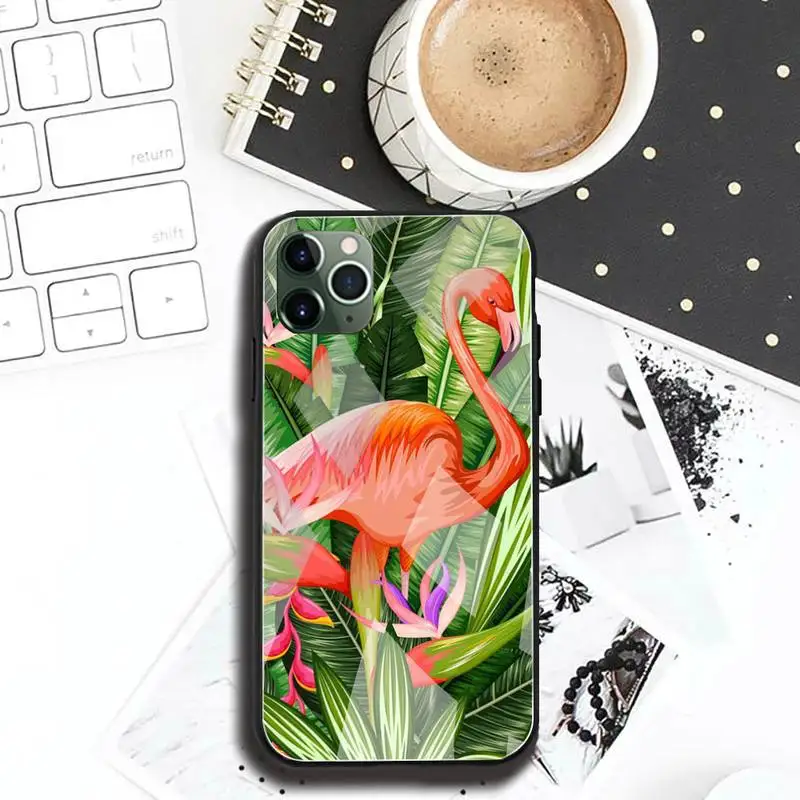 Hạc Mùa Hè Vật Có Hoa Lá Ốp Lưng Điện Thoại Kính Cường Lực Cho iPhone 11 Pro XR XS MAX 8X7 6S 6 Plus SE 2020 Ốp Lưng lifeproof case Cases For iPhone