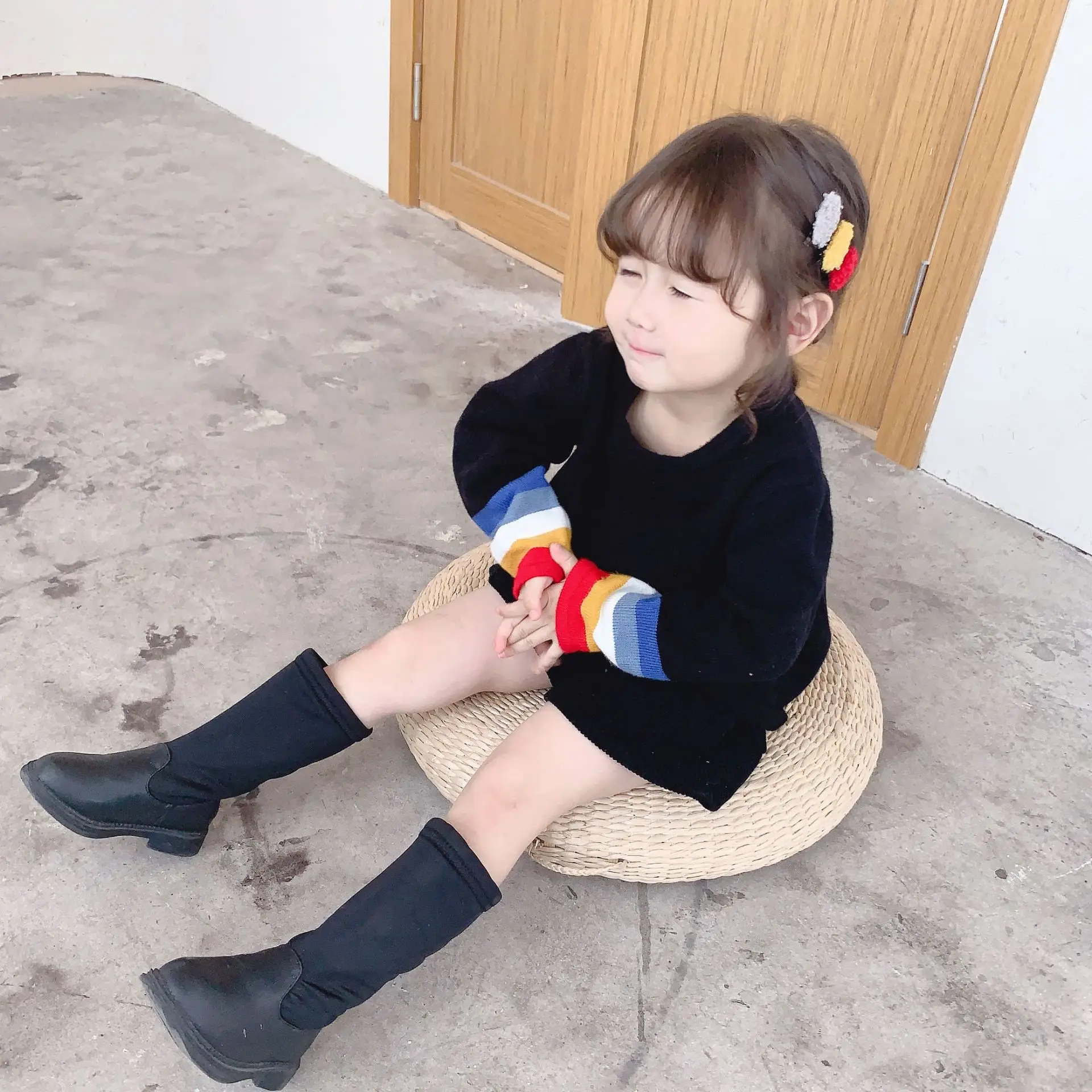 Ukeybaby2019 осенне-зимний свитер с радужными рукавами Одинаковая одежда для родителей и детей пуловер свитер для мужчин и женщин