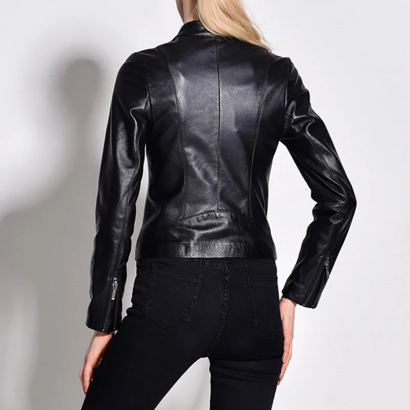 XUXI весна осень одежда из искусственной кожи короткий стоячий воротник Slim Fit локомотивное кожаное пальто куртки женские куртки FZ0211