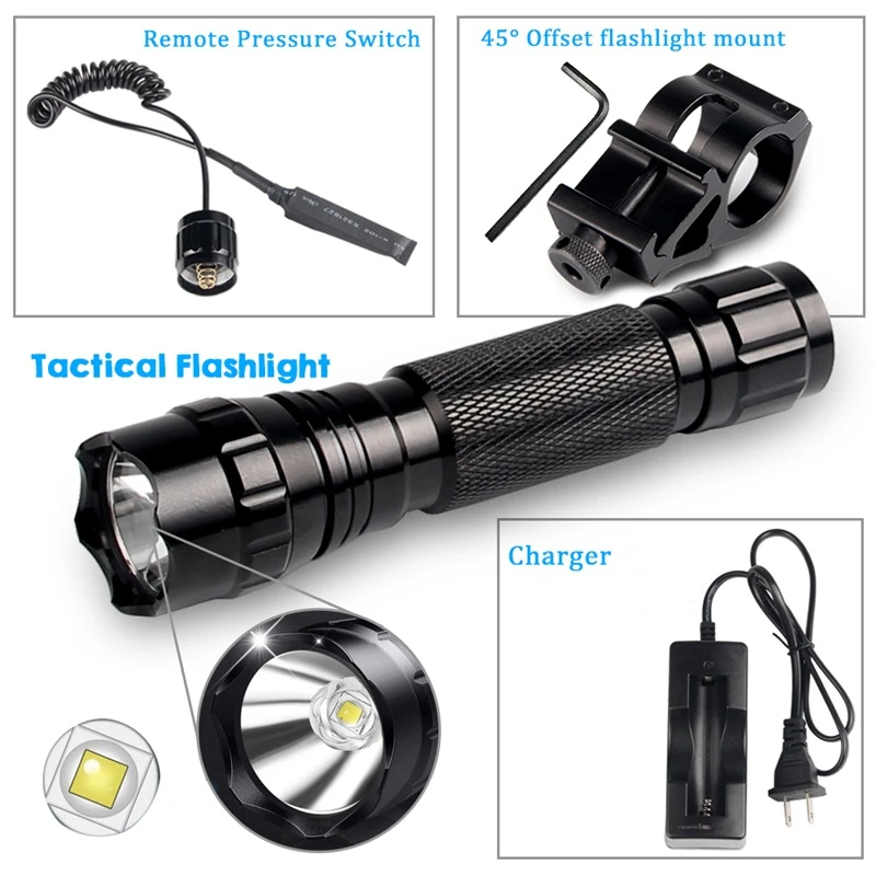 1200 Lumen Flashlight Waterproof Led Pistol light Under Barrel flashlight Airsoft Lamp Picatinny Mount Tactical Hunting Equipmen