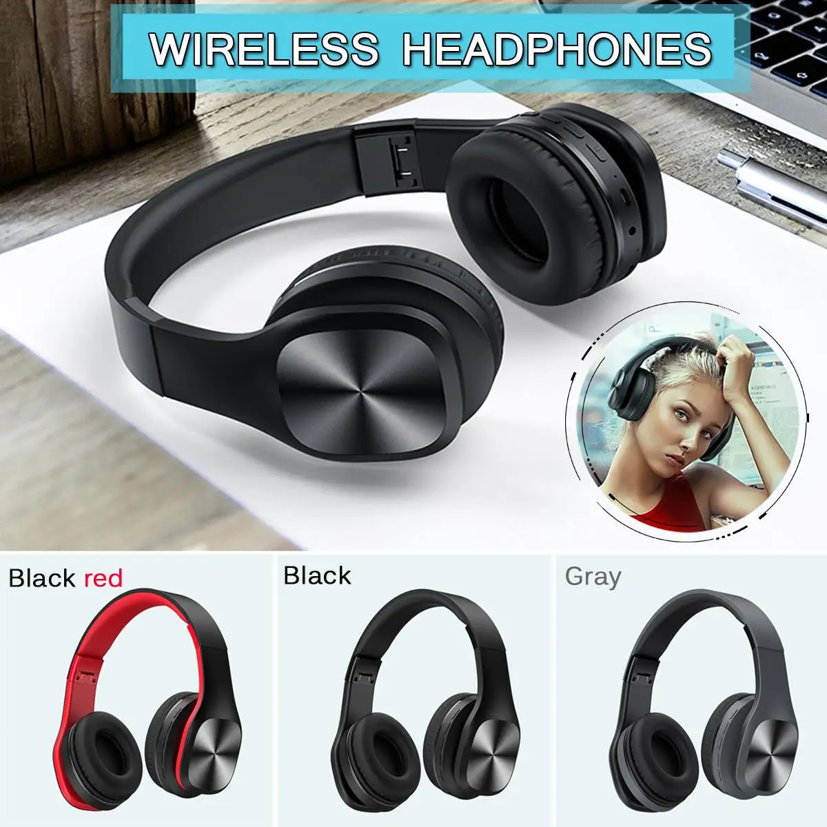 Складные Игровые наушники с bluetooth 5,0, 2,1 стерео звук, беспроводные наушники с шумоподавлением, 7 звуковых эффектов, игровая гарнитура
