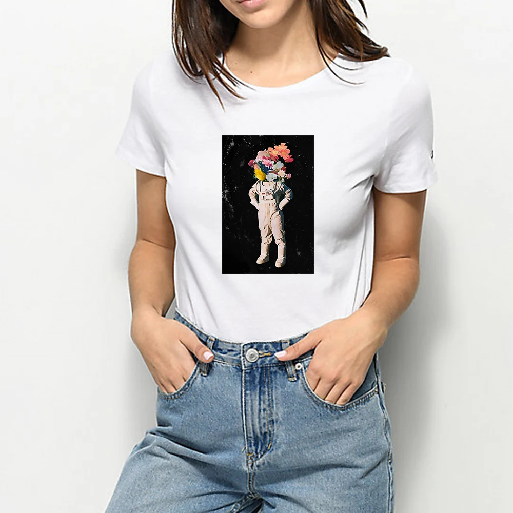

Versatile Colorful Oversize Tshirt Hipster Astronauts Simple Stylish Print T-shirt Summer Funny Graphic Harajuku T shirt