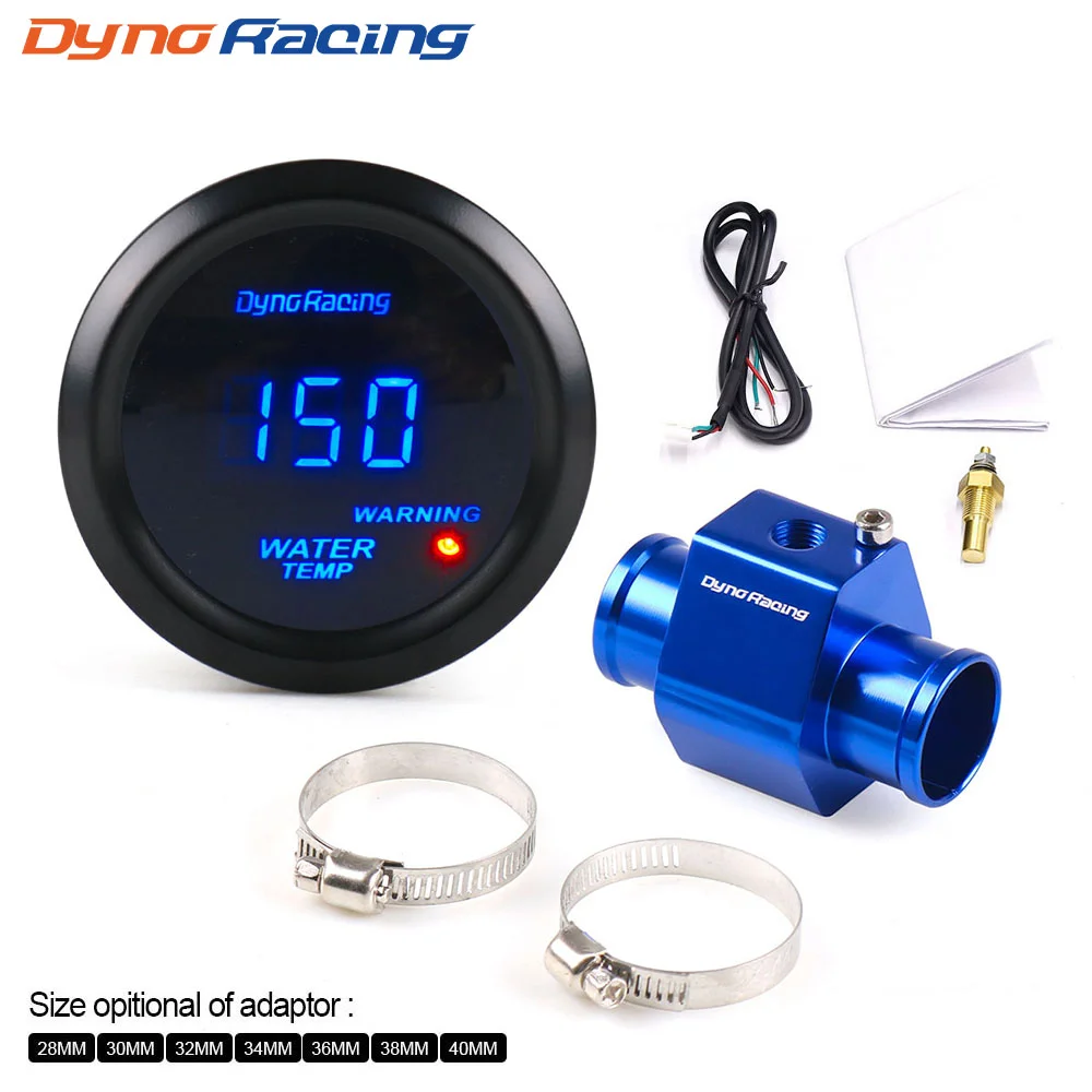 

Dynoracing 2'' 52MM Car Digital Blue Led Water Temperature Gauge 40-150 Celsius With Water Temp Joint Pipe Sensor Adapter 1/8NPT