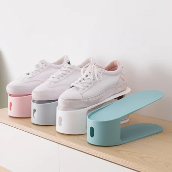 

Shoe Rack Home Multifunction Shelf Simple Double-Layer Plastic Non-Adjustable Shoe Support Shoe Rack