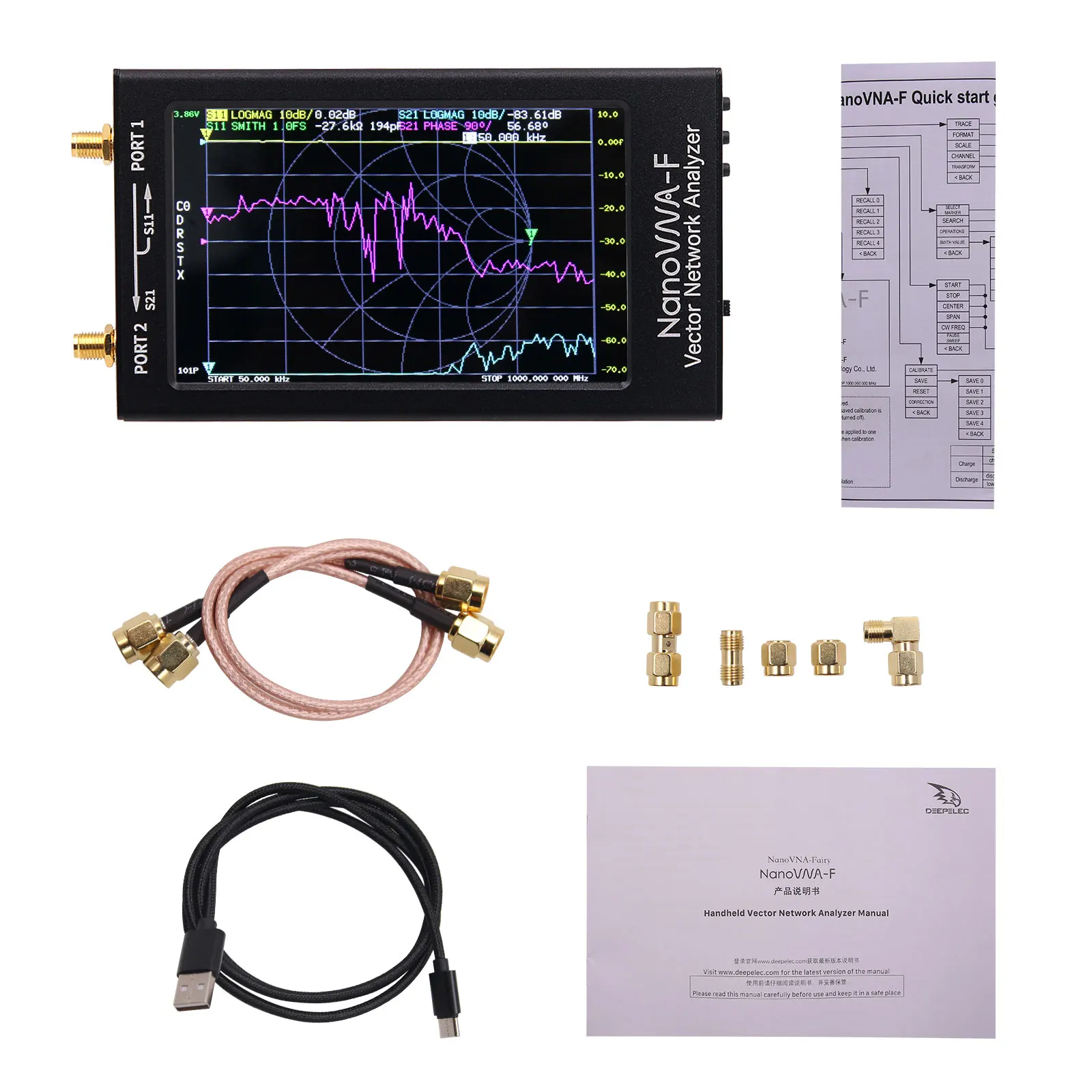 10K-1500MHz 4 3 &quotIPS металлический чехол NanoVNA-F Векторный анализатор сетевой антенны