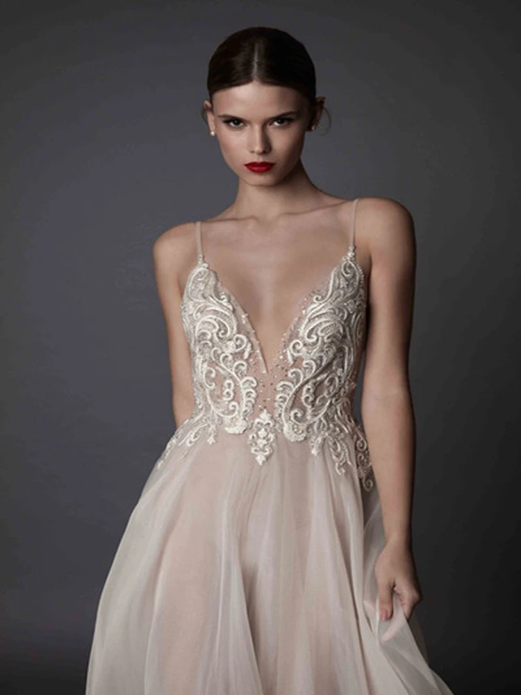 Vintage Robe de mariee Deep V Neck Mermaid Wedding Dresses Lace Appliques Boho Backless Wedding Dress Custom Made (5)