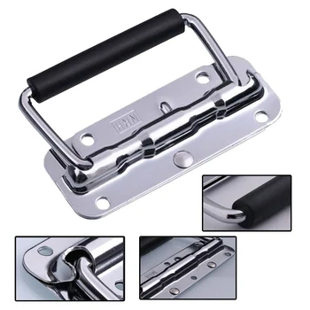 

2 Pcs 122*76mm Metal Puller Boxes Chest Handle Folding Spring Handle for Tool Box Suitcases Pull Drawer Hardware Accessories