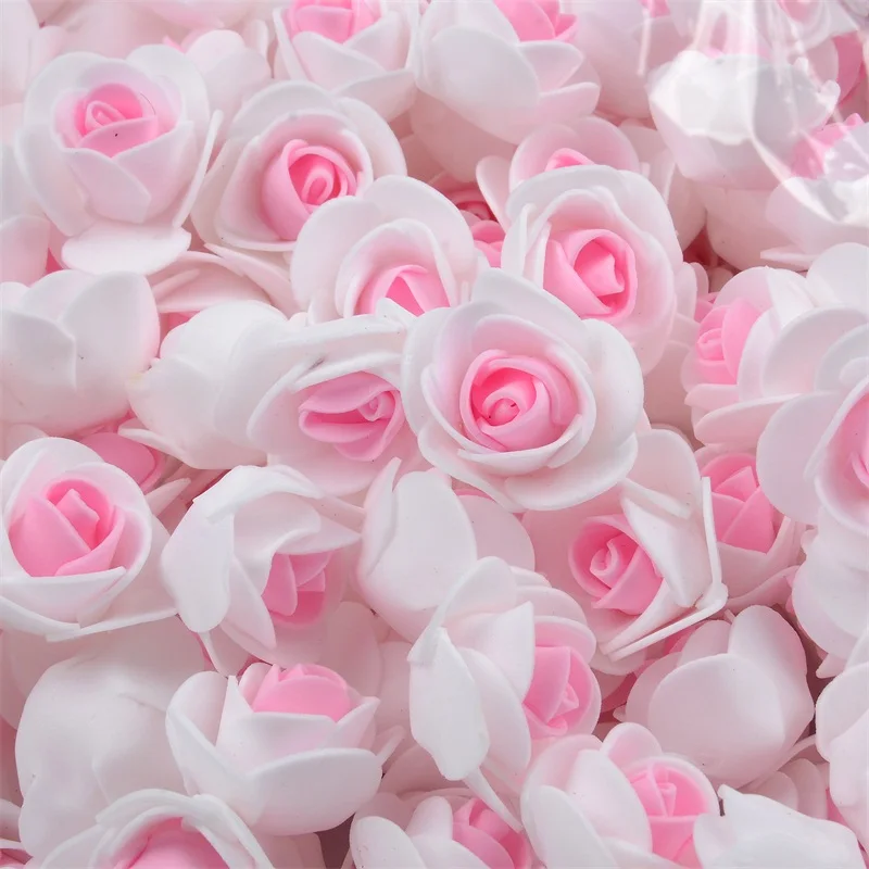 200 шт ПЭ пена искусственный бутон розы ручной работы DIY Свадебные украшения дома DIY Скрапбукинг двойной цвет поддельные цветы ремесло