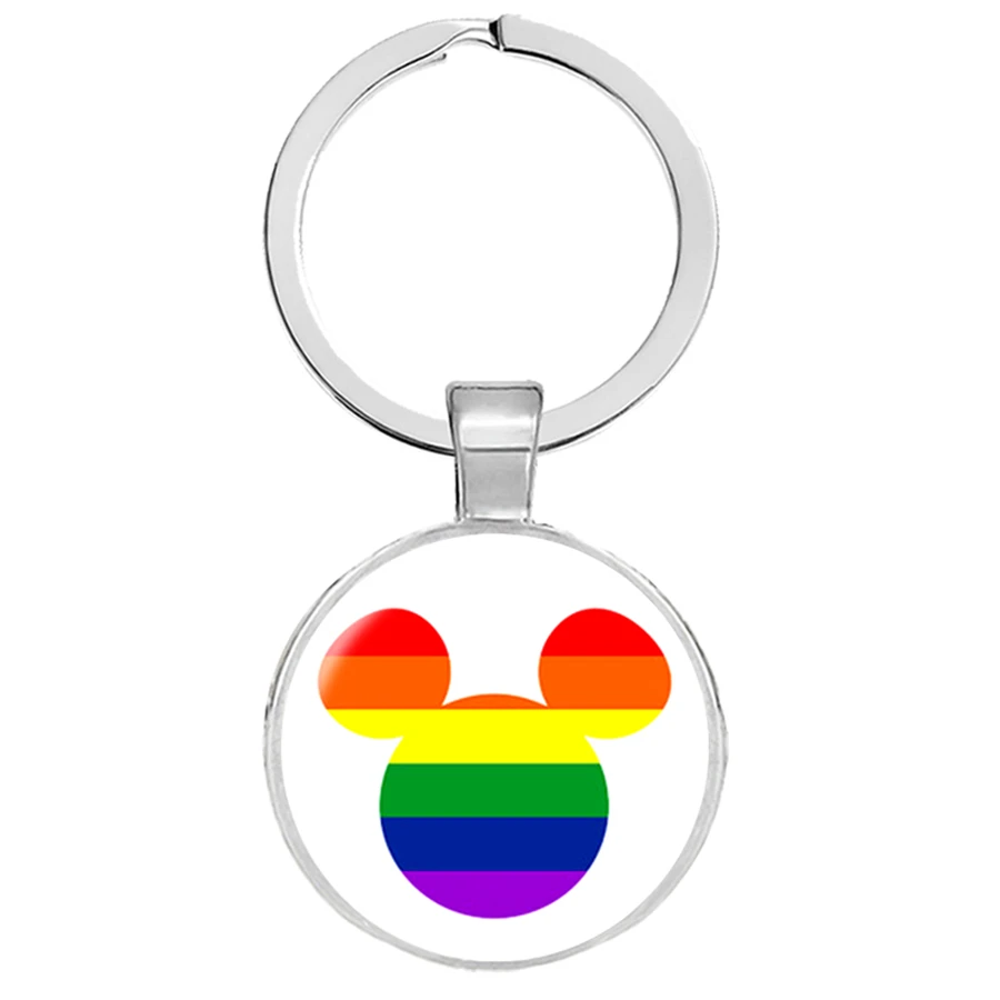 Rainbow LGBT Keychains Gay Lesbian Key Rings Flag Bi Pride Hoder Glass Cabochon Jewelry Llaveros | Украшения и аксессуары