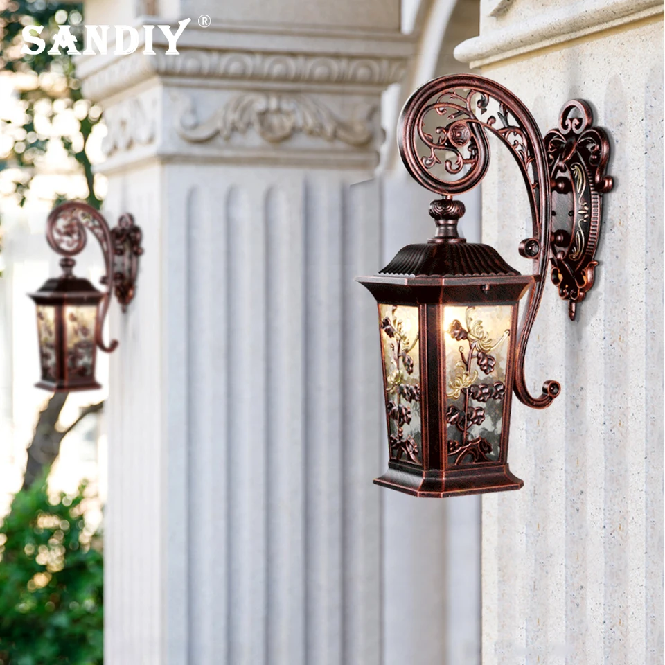 ファッションヨーロピアンヴィンテージIP42防水ガラスウォールライト