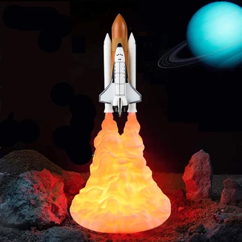 

3D Print LED Moon Lamp Rocket Table Lamps for Study Bedroom Decor 5V USB Rechargeable Space Shuttle Lamp Night Light Kids Gift