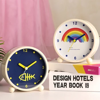 

Creative Metal Night Light Alarm Clock Silent Digital Alarm Clocks Fashion Compact Cute Kids Table Clock Mini Bedroom Decor