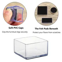 4pcs/set Silicone Chair Leg Caps Pads With Felt Non-Slip Furniture Feet Covers PVC Caps Foot Cover Non-slip Floor Protector Pads 5