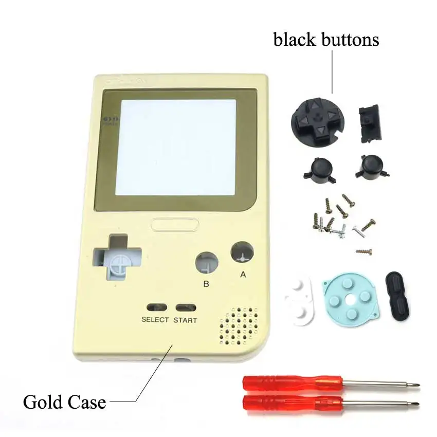 Gold YuXi прозрачный корпус Корпус Замена крышки для nintendo Gameboy Карманная игровая консоль для GBP Корпус чехол с отверткой инструменты - Цвет: Gold