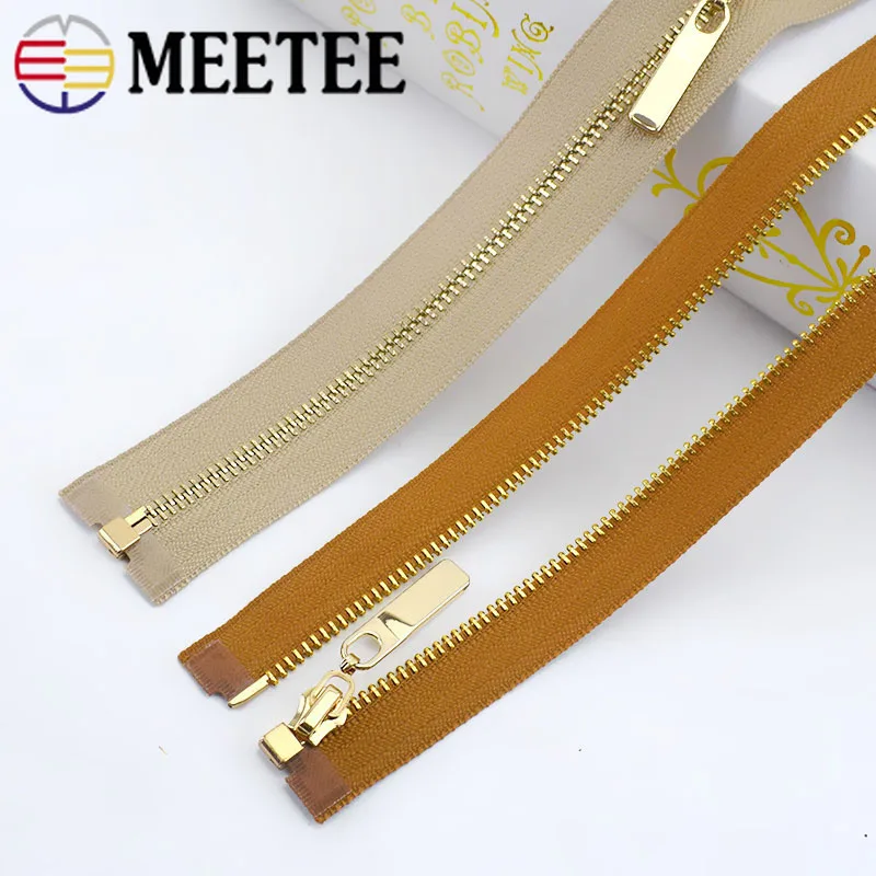 2 шт. Meetee 3# Металл Конец застежки-молнии/40 70 см с золотыми зубьями и длинной застежкой-молнией застежка для пошива сумок пуховик, куртка, юбка, Костюмы аксессуары