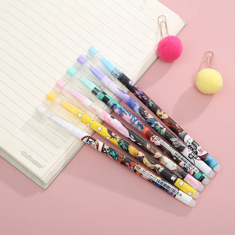 6ks anime běs přemožitelka vymazatelné pero iblack modrá tuž gel pero sada stylescreative kresba papírnictví pera pro škola papírnictví