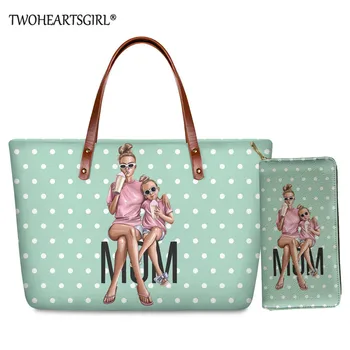 

TWOHEARTSGIRL Super Mom Girl Queen Print Women Luxury Handbag Female Shoulder Tote Bags Ladies Large Capacity Shopping Bag