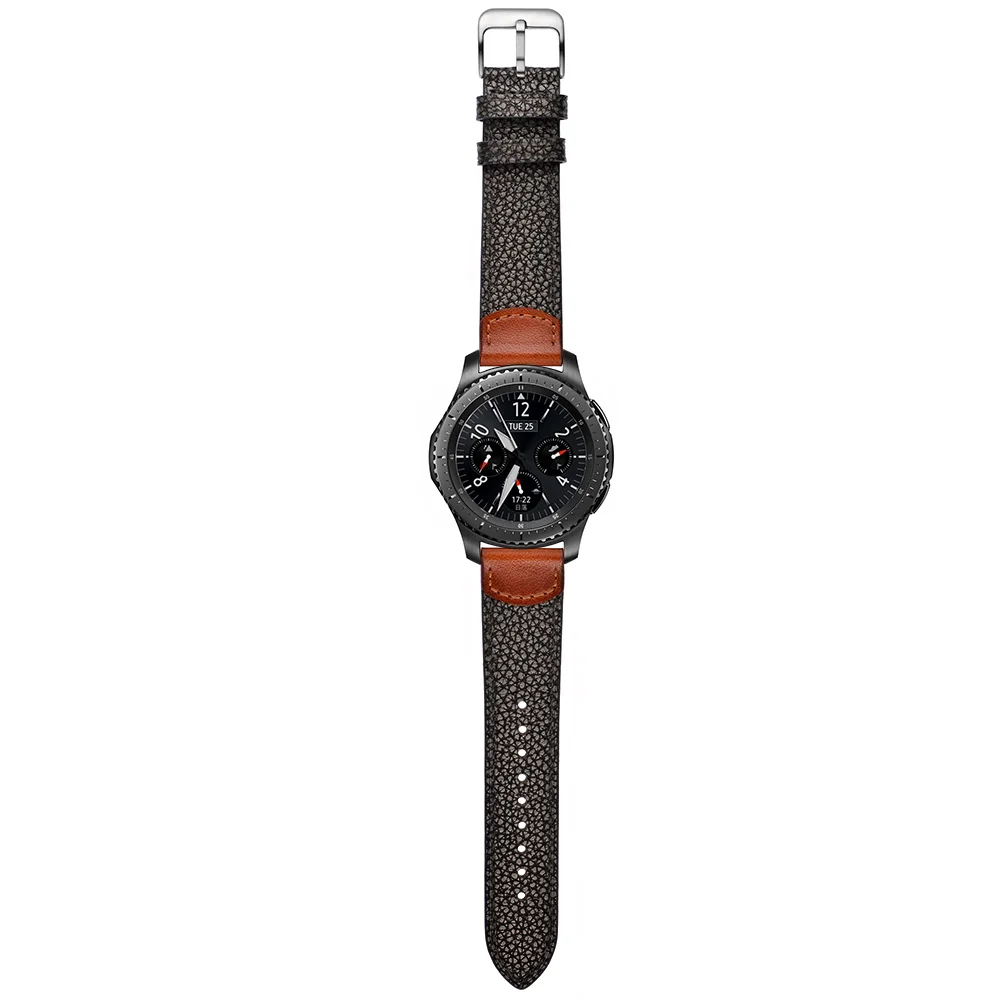 Специальный ремешок для часов из натуральной кожи для samsung GearS3 m 1/2 Ticwatch amazfit huawei watch moto360 stone22 мм Мужская зернистая кожа