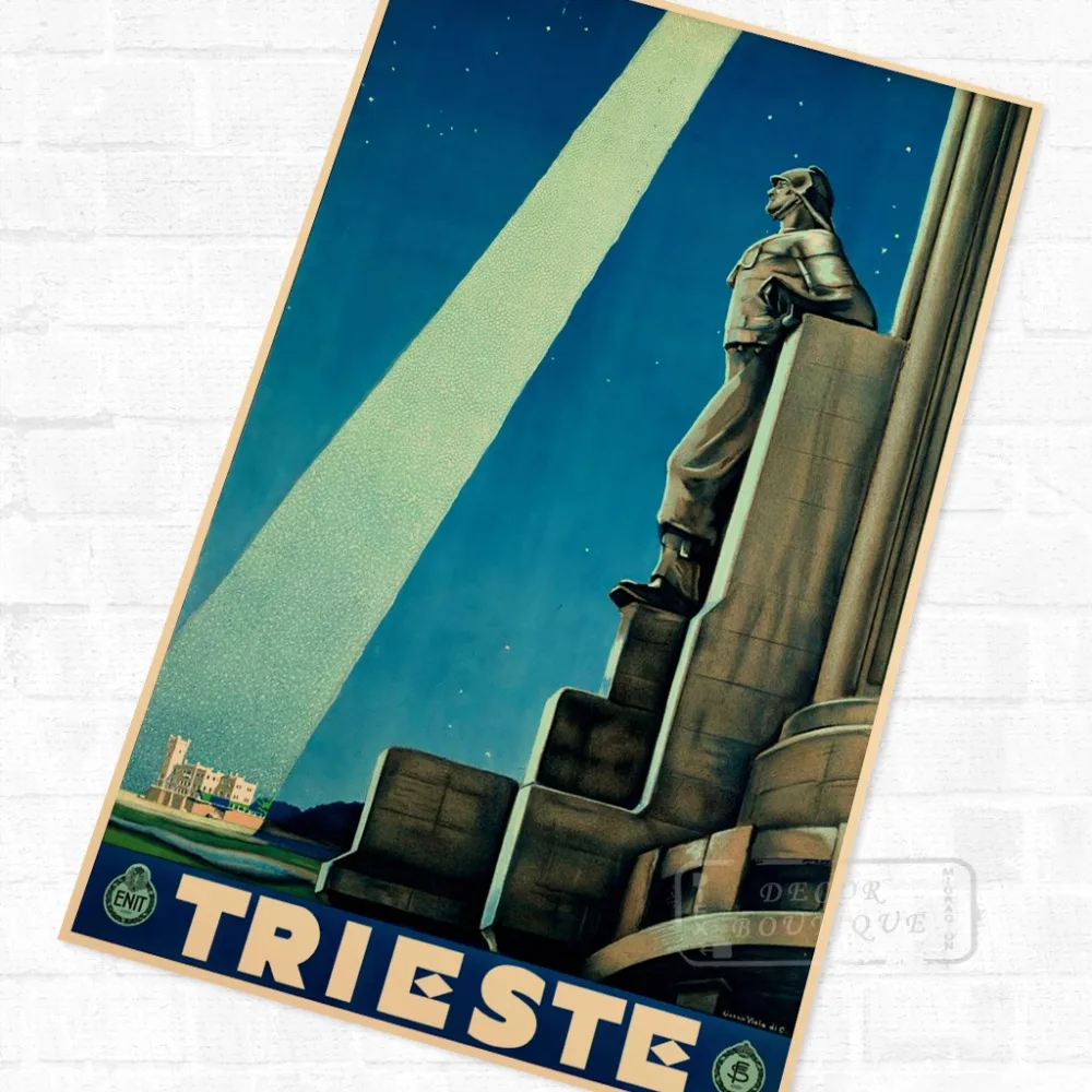 Винтажный итальянский фотопостер Trieste винтажная Картина на холсте в стиле ретро