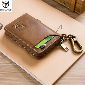 

BULLCAPTAIN Genuine Leather Men&Women Key Wallet Unisex RFID Blocking Business Key Case Fashion Card Holder Coin Purse Key Case
