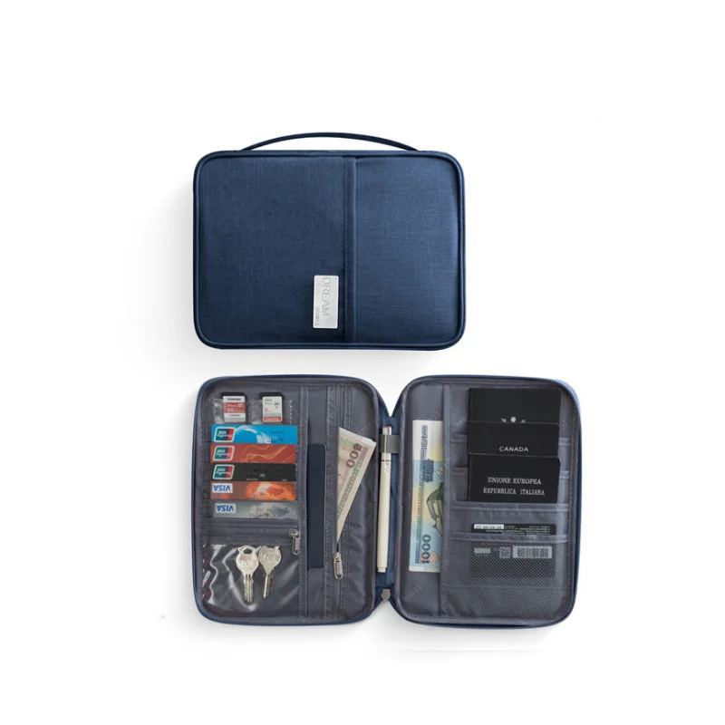 Сумка для хранения паспортов, многофункциональная сумка для путешествий, портативный чехол для документов, удостоверение личности, чехол для кредитной карты, паспортные держатели, bagTNT69 - Цвет: large deep blue
