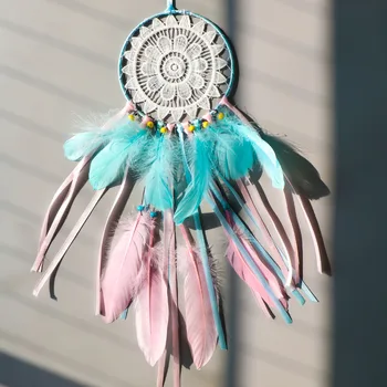 

Home Decor Colorful Dream Catchers Handmade Circular Net with Feathers for Wall Car Hanging Decoration