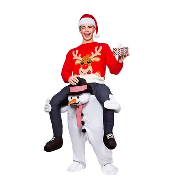 

Woman Men Xmas Snowman Ride on Me Magic Pants Walking Mascot Christmas Halloween Cosplay Costume Animals Carry Back Fake Legs