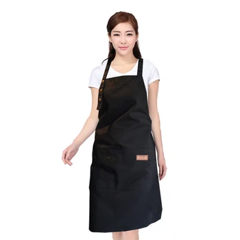 

Baking Fashion Waterproof Apron Practical Women With Pockets Kitchen Cooking Solid Restaurant Butcher Canvas Multipurpose