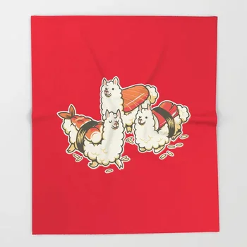 

Alpaca Cartoon Throw Blanket Cute Kids Design Alpaca Sushi Niguiri Blankets for Beds Christmas Decorations for Home