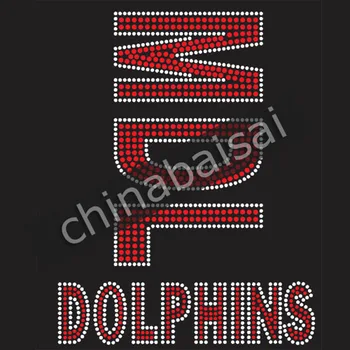 

The letters "MDL DOLPHINS" Rhinestone Transfer Motif Designs