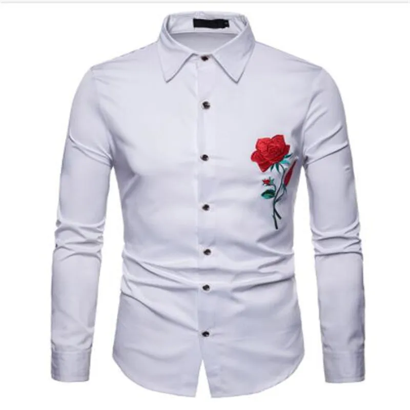 High Quality Men Shirt Fashion Brand Long Sleeve Shirt Court Style Embroidered Henry Collars Casual Slim Fit Male Shirts - Цвет: 3