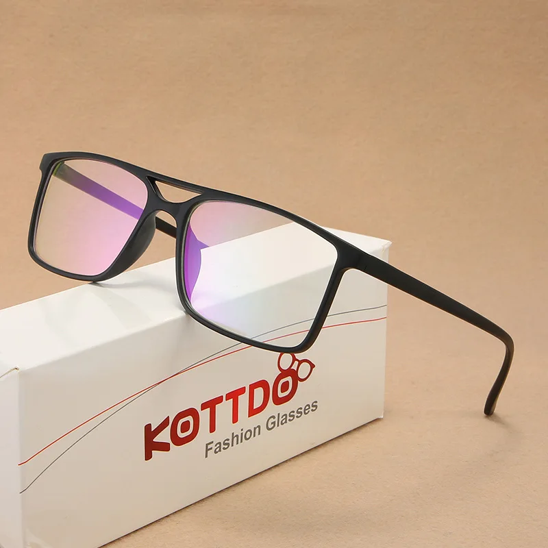 

KOTTDO Plastic Double Beam Square Glasses Frame Retro Women Transparent Eyeglasses Computer Optical Glasses