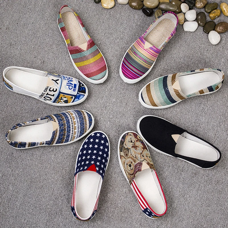

Fashion Women Canvas Flats Shoes 2020 Thick-soled Casual Cloth Shoes Breathable Ladies Lazy Sports Running Shoes Woman Sneakers