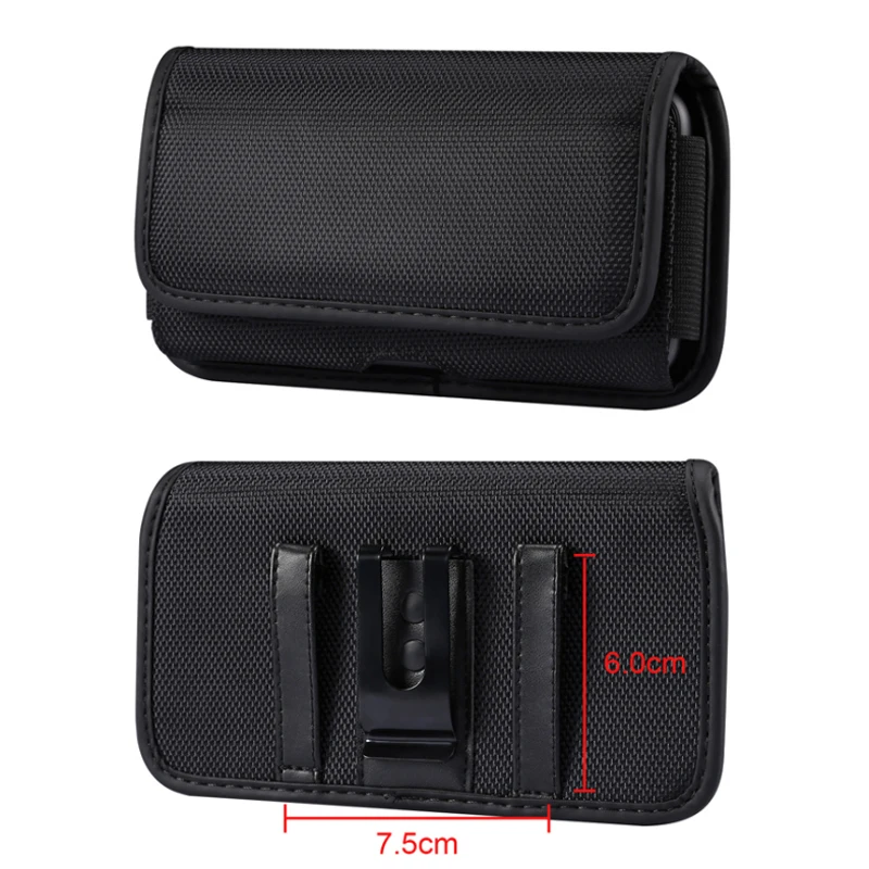 Leather Phone Pouch with Belt Clip - Fits 4.7-7.2 inch Smartphones - Oxford Cloth Waist Bag