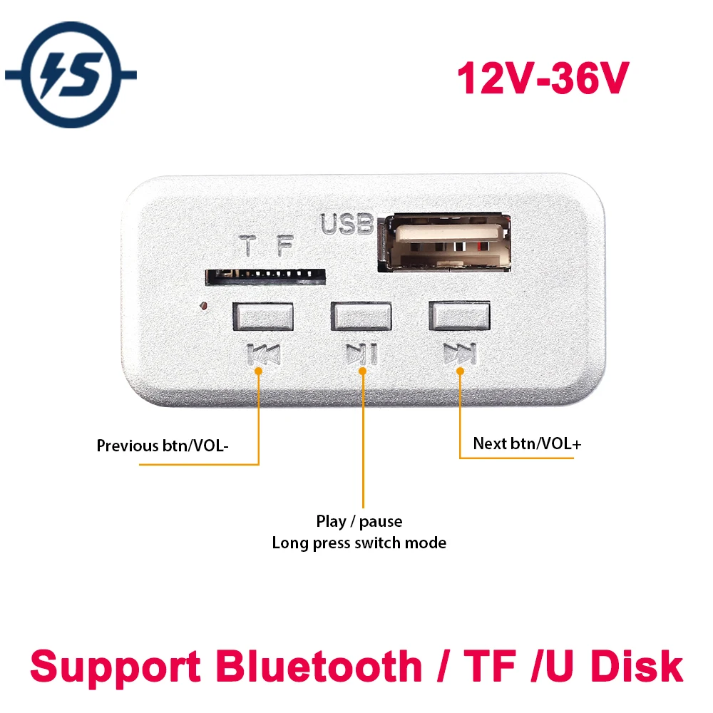 Мини Bluetooth MP3 расшифрованная плата усилитель мощности для TF/U диска 12 В/24 В/36 В