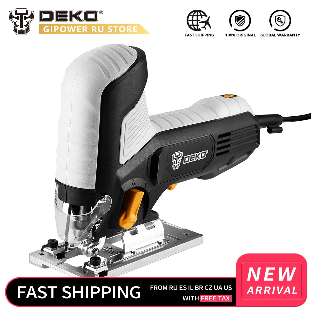DEKO DKJS80Q3 JHigh Power Jig Saw 6 Variable Speed multi-angle Electric Saw with Blades, Metal Ruler, Allen Wrench Power Tools DEKO DKJS80Q3 JHigh Power Jig Saw 6 Variable Speed multi-angle Electric Saw with Blades, Metal Ruler, Allen Wrench Power Tools