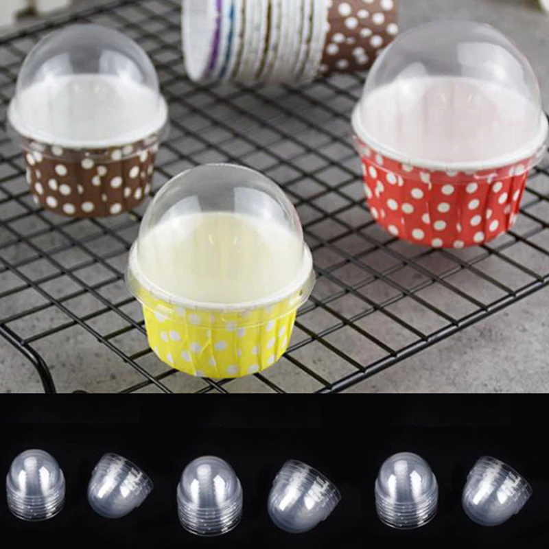 100pcs Cupcake Transparent Lid Cover For Baking Cups Muffin Paper Cup Clear Cake Case Dome Holder Box Container | Дом и сад