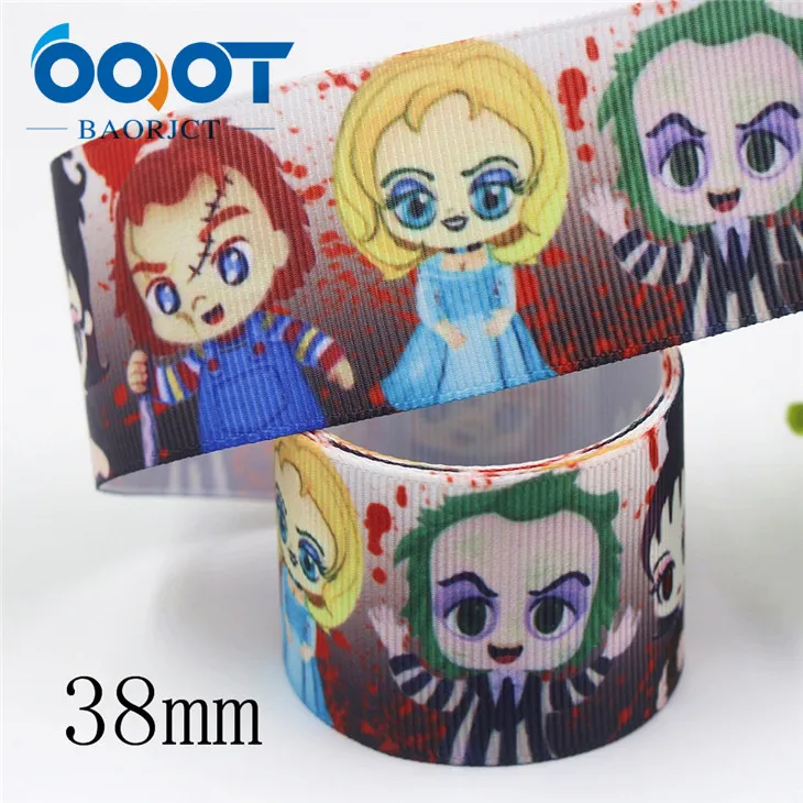 I-19906-2067 OOOT BAORJCT I-19906-2065, 38 мм, 10 ярдов Хэллоуин мультфильм тепловой передачи печатных корсажные ленты, лук крышка DIY украшения - Цвет: I-19906-2067