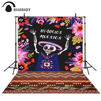 

Allenjoy Shantou Photophone Backdrops Colorful Abstract Flowers Leaves Mexico Fesitival Wallpapers Day Of The Dead Party Banners
