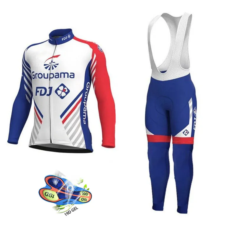 Primavera otouno pro equipo groupama fdj Ciclismo jersey kits de manga larga Ropa de Ciclismo de secado raspido