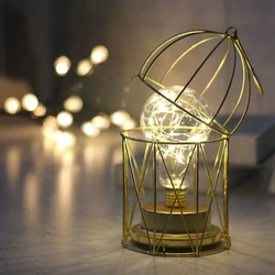 Wrought Iron Birdcage Lamp LED Bar Restaurant Study Corridor Decoration Night Light Cafe Chandelier Christmas Lights
