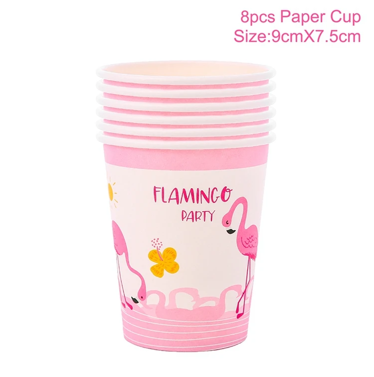FENGRISE бумага с Фламинго салфетки одноразовые партии посуда плиты Гавайи трубочки для питья на вечеринке бумажный стаканчик день рождения Алоха Гавайский - Цвет: Paper cup
