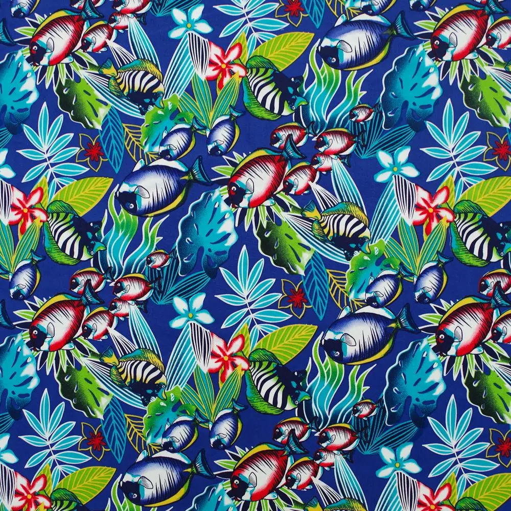 

1 yard Fish and Marine plant Cotton Polyester Blend Fabric (width=140cm)