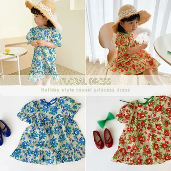 

Pre-sale ZMHYAOKE 2020 INS NEW Summer Baby Girl Casual Dresses Bubble Sleeves Dress Girl Thanksgiving Girl Princess Floral Dress