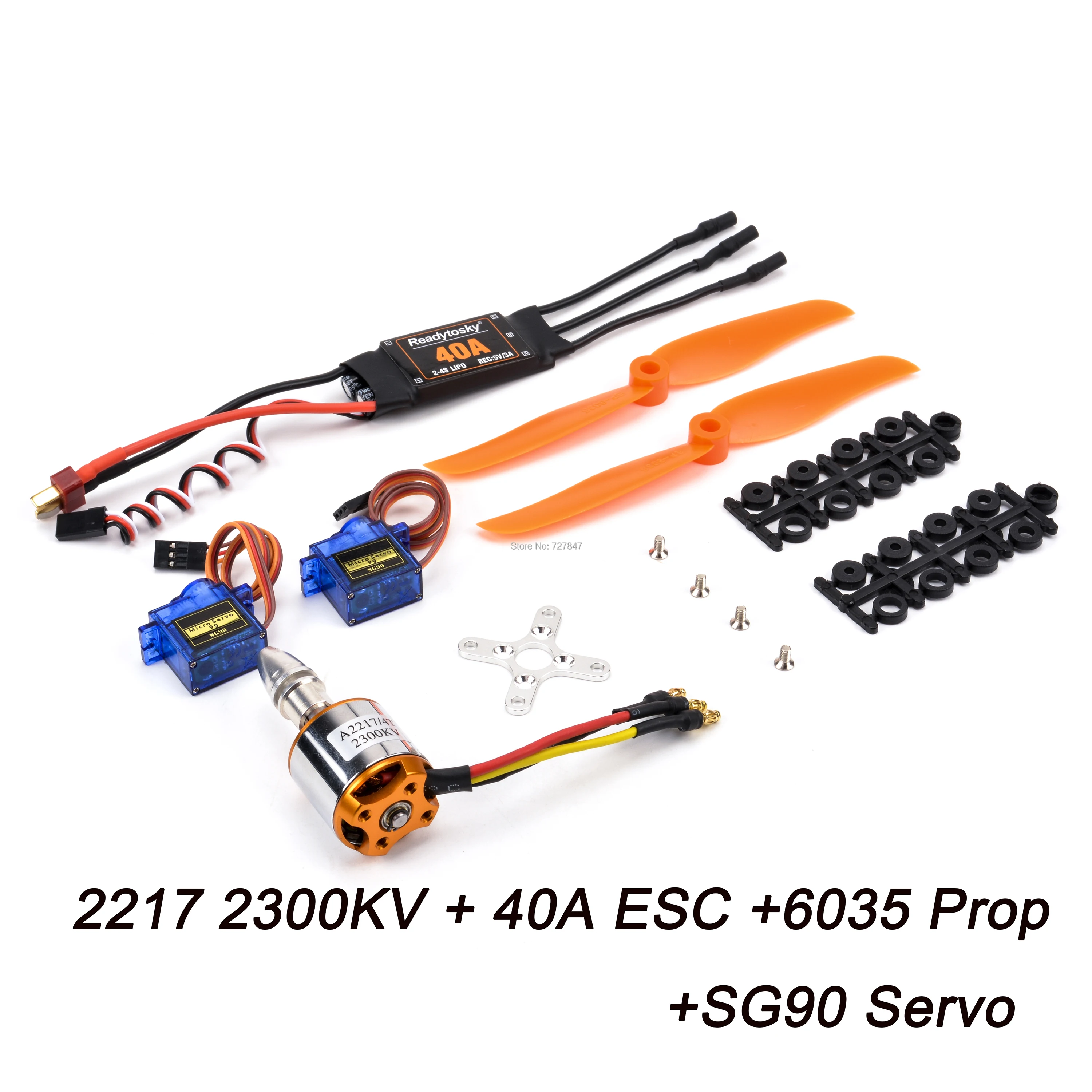 Moteur Brushless 2217 1100KV/1250KV/2300KV avec ESC 40A pour Drone RC