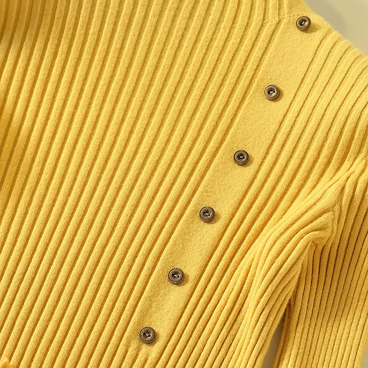 Fashion Turtleneck Sweater Women Long Sleeve Button Decoration Slim Women Pullover Sweater 2019 Autumn Winter Female Jumpers (26)