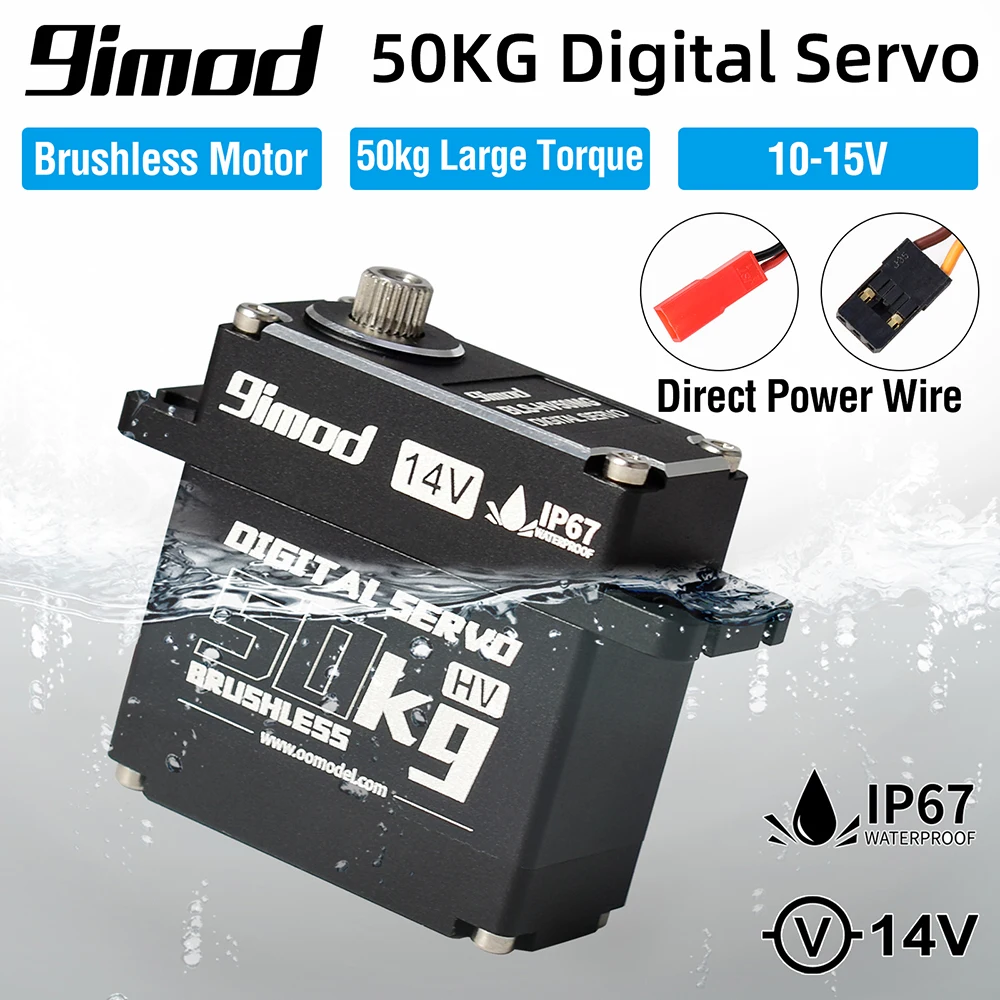 

RC Servo 9imod Waterproof 50KG BLS-HV50MG 14V HV Brushless Digital Servo for RC Car Boat Robot DIY